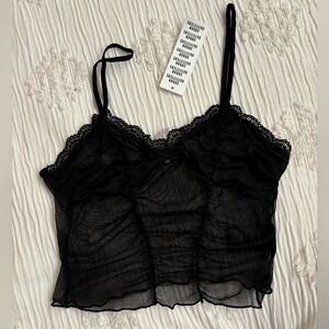 Urban Outfitters Black Mesh Top NWT